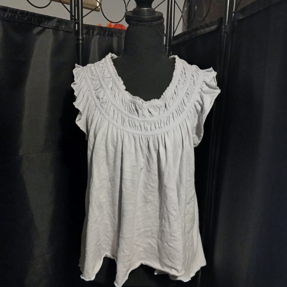 We The Free Soft Blue Ruffle Blouse Women's Size XS Cottage Core Coquette - Picture 2 of 8